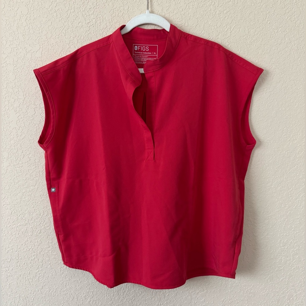 Figs Women's Red Sleeveless Scrub Top